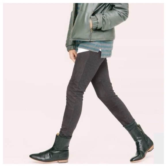 Lou Grey Suede Leather Front Leggings 